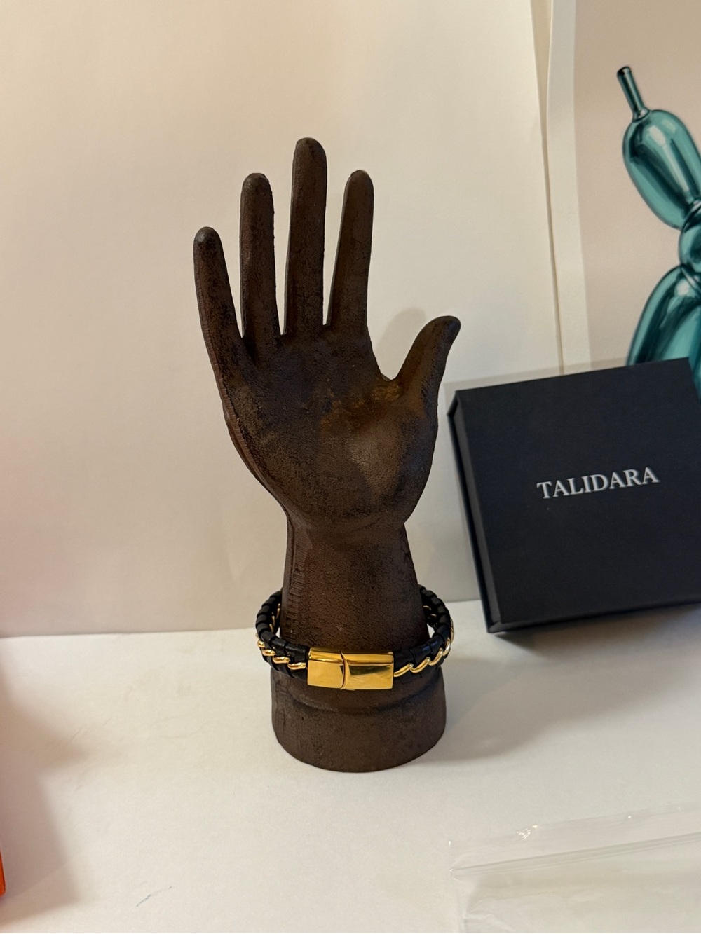 Authentic Talidara Black and Gold Braided Leather Bracelet with Tag